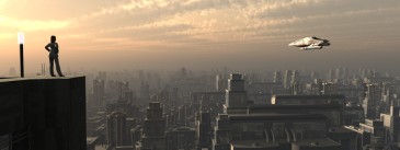Dystopia cityscape