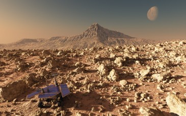 Mars rover on a rough track